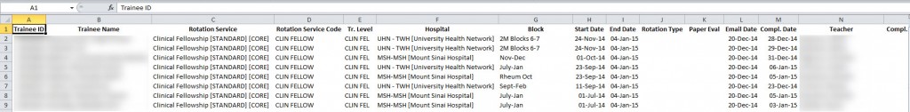 report trainee excel